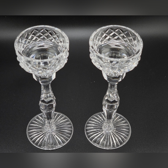 Tyrone Crystal Candlestick Fintona 7.75" Candle Holders Ireland Single Light (2) - Picture 2 of 3